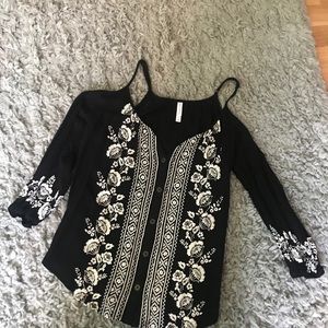 Black long sleeve floral shirt